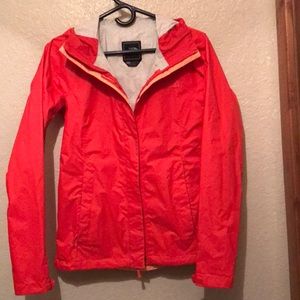The North Face rain jacket XS red
